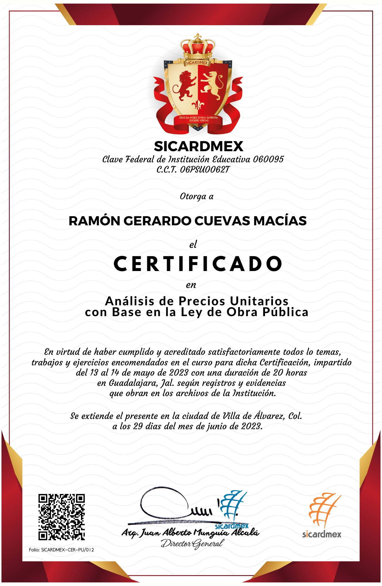 CERTIFICADO Ramon Gerardo