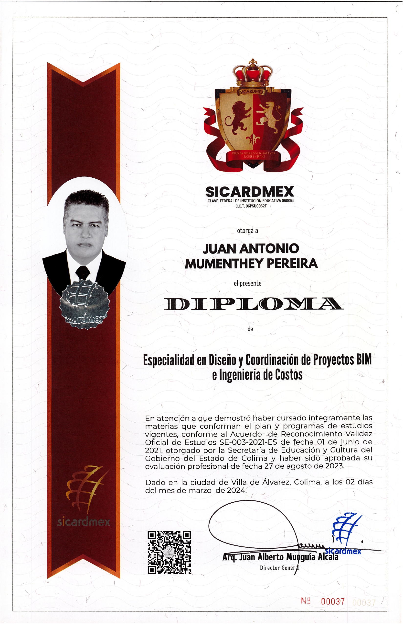 DIPLOMA Juan Antonio Mumenthey